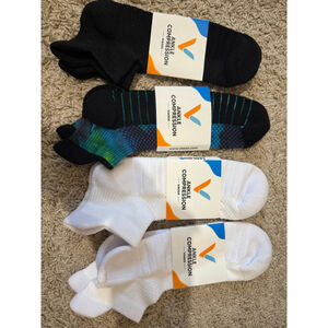 Viasox Ankle Compression Athletic Socks L/XL White Black